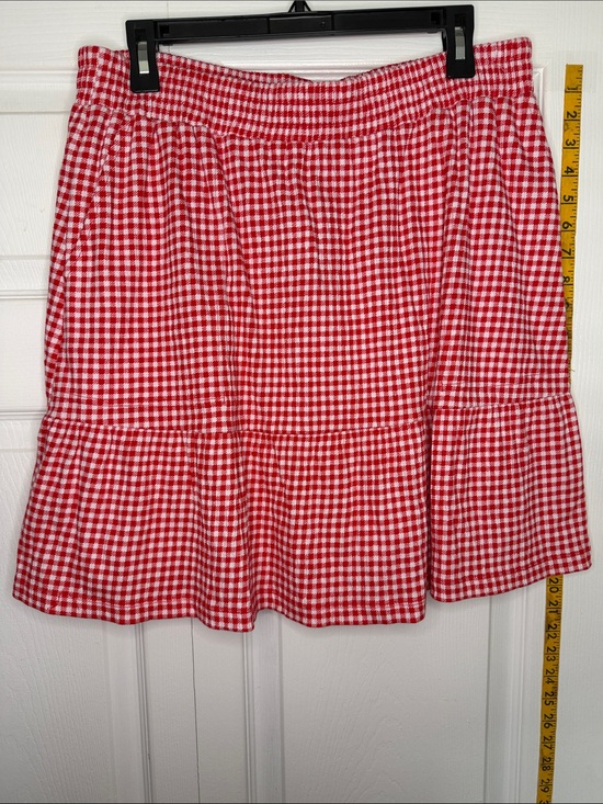 Lands' End Dresses & Skirts - Lands' End Red and White Gingham A-Line Tiered Skirt